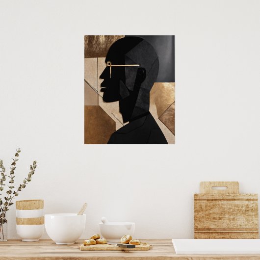 Studious Gentleman met Brillen Abstract Poster (Keuken)