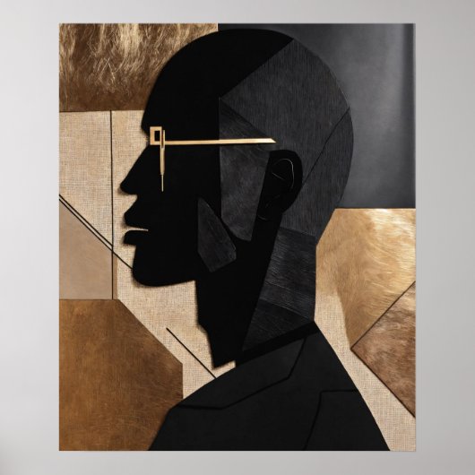 Studious Gentleman met Brillen Abstract Poster (Voorkant)