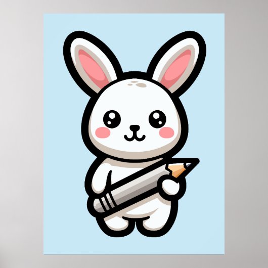 Studious Kawaii Bunny Poster (Voorkant)