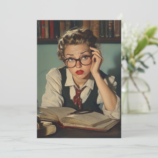 Studious Woman in  stijl Kaart (Staand voorkant)