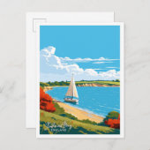 Studland Bay Engeland Reizen illustratie Briefkaart (Voorkant / Achterkant)