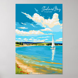 Studland Bay Engeland vintage reisillustratie Poster