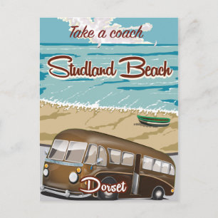 Studland Beach Dorset busreis Briefkaart