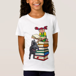 Study Buddy GSD Puppy & School Girl op Boeken T-shirt