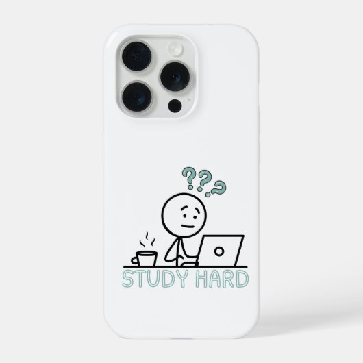 Study Hard Motivatie Cartoon Stickman iPhone Hoes Hoesje (Achterkant)
