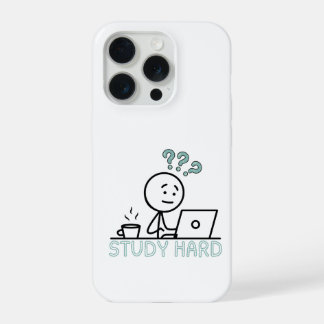 Study Hard Motivational Cartoon Stickman iPhone Ca 15 Pro Case
