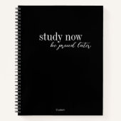Study Now Be Proud Later Retro Modern Black White Notitieboek (Voorkant)