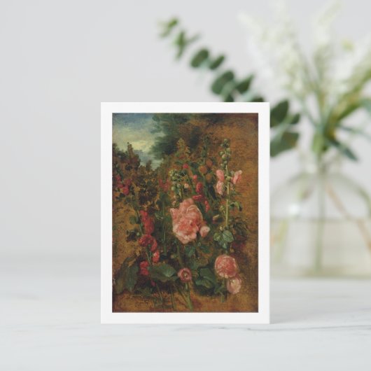 Study of Hollyhocks, c.1826 (olie aan boord) Briefkaart (Staand voorkant)