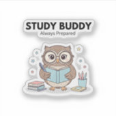 Study Owl Sticker – Cute Study Buddy Always (Voorkant)