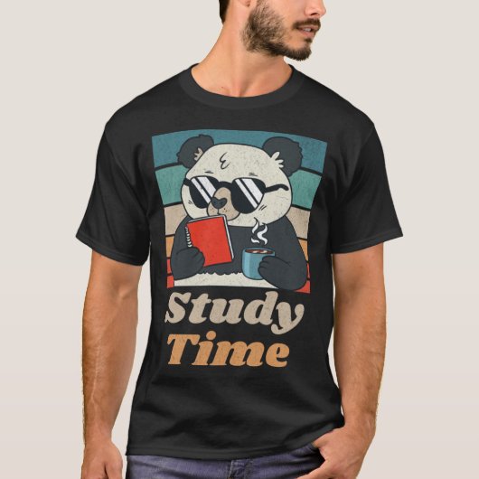 Study Time Panda Bear Cute  Retro Animal Student T-shirt (Voorkant)