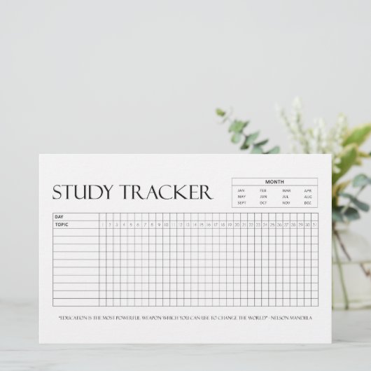 Study Tracker | Maand | 31 dagen | Onderwerp | Voo Briefpapier (Staand voorkant)