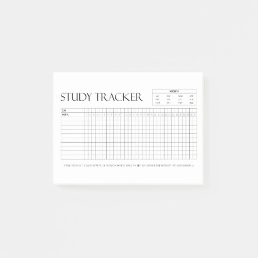 Study Tracker | Maand | 31 dagen | Onderwerp | Voo Post-it® Notes (Voorkant)
