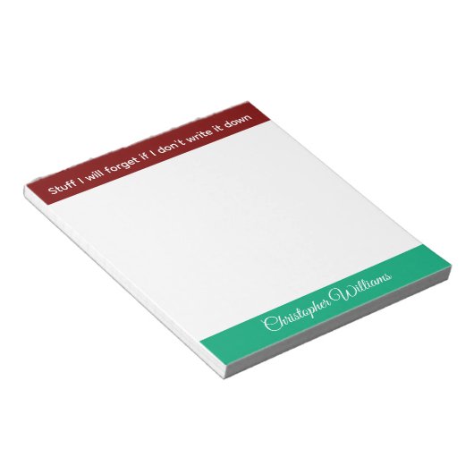 Stuff I will forget name burgundy green Notitieblok (Schuin)