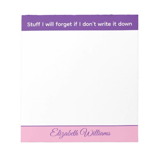 Stuff I will forget name pink purple Notitieblok (Voorkant)