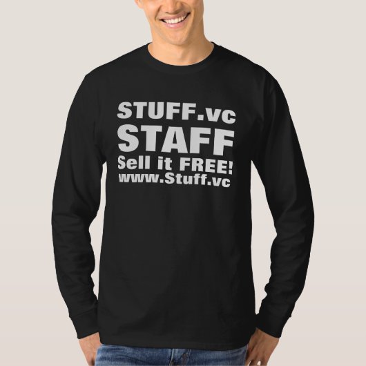 STUFF.vc, PERSONEEL, verkoop het GRATIS!, www.Stuf T-shirt (Voorkant)