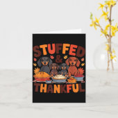Stuffed And Thankful Dachshund Funny Thanksgiving  Kaart (Gele Bloem)