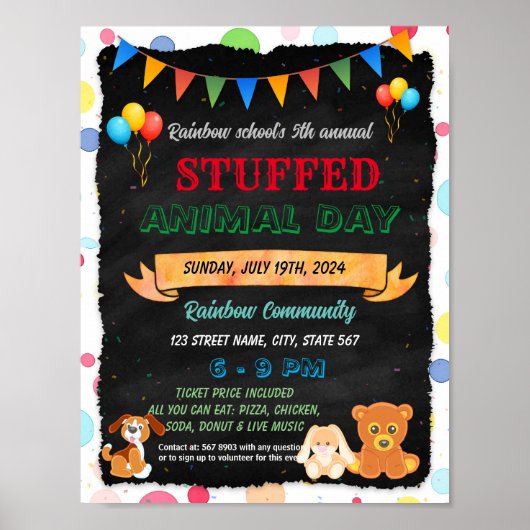 Stuffed Animal Day schoolevenement flyer poster (Voorkant)
