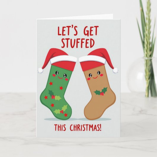Stuffed Christmas Stocking Card Kaart (Voorkant)