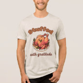 Stuffed with Gratitude Funny Thanksgiving Turkey Tri-Blend Shirt (Voorkant)