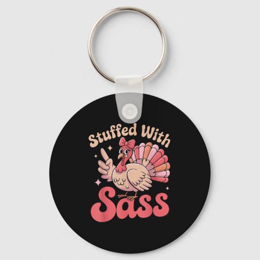 Stuffed With S Turkey Cute Nk Coquette Thanksgivin Sleutelhanger (Voorkant)