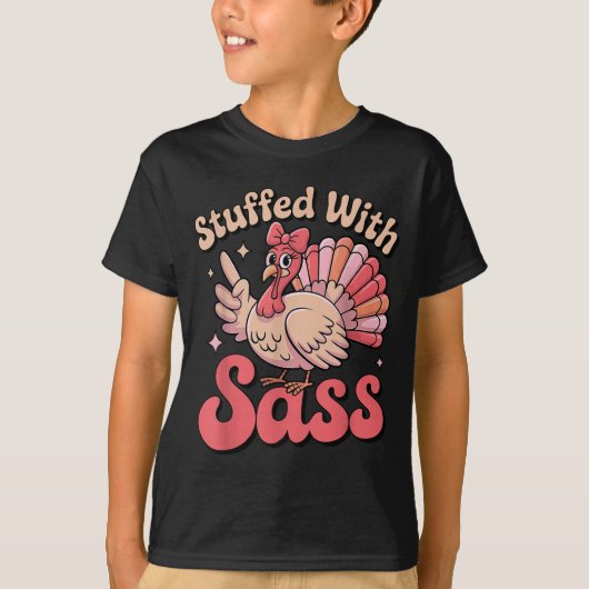 Stuffed With S Turkey Cute Nk Coquette Thanksgivin T-shirt (Voorkant)