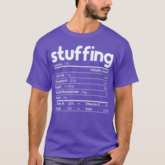 Stuffing Food Nutrition Facts Funnyhanksgiving vin T-shirt (Voorkant)