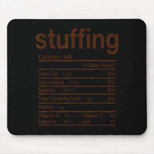 Stuffing Nutrition Facts Funny Thanksgiving Food C Muismat (Voorkant)