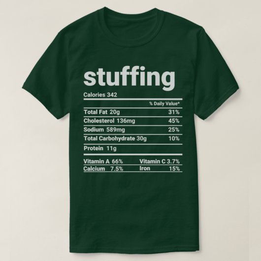 Stuffing Nutrition Facts Thanksgiving Costume 1 T-shirt (Design voorkant)