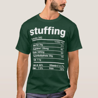 Stuffing Nutrition Facts Thanksgiving Costume 1 T-shirt
