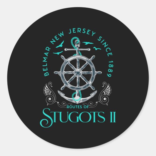 Stugots Belmar Nj Anchor Distressed Sarcastic Boat Ronde Sticker (Voorkant)