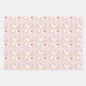 Stuiterende eenhoorns pastel roze schattige verjaa inpakpapier vel (Voorkant)