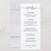 Stuitserige kalligrafie wervelend (marineblauw) Tr Menu (Voorkant / Achterkant)