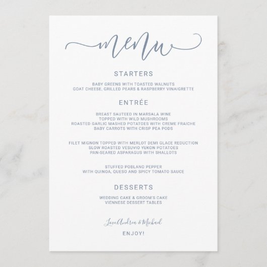 Stuitterende kalligrafie Wervelend (Stofbruin) Tro Menu (Voorkant)