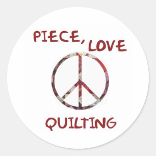 Stuk, liefde & quilten ronde sticker