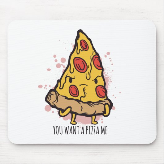 Stuk Pizza Grappige Eter Uitdrukking Ontwerp Muismat (Voorkant)