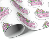 Stuk taart met bloemen en vlinders cadeaupapier (Rol Hoek)