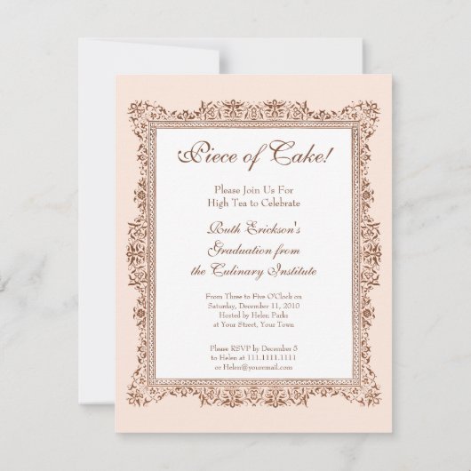 Stukje Cake Cooking Chef's School Afstuderen Kaart (Achterkant)