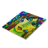 Stukken Abstract digitaal portret van een vrouw Tegeltje (Zijkant)