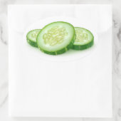 Stukken komkommer ovale sticker (Tas)