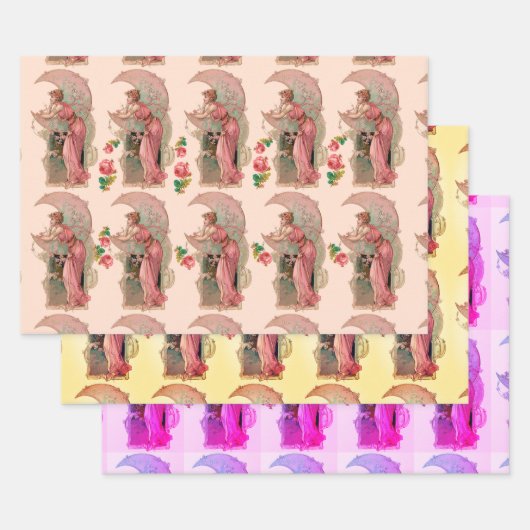 STUKKEN / LADY VAN DE MON, STROMEN EN PINKROOIEN INPAKPAPIER VEL (Set)