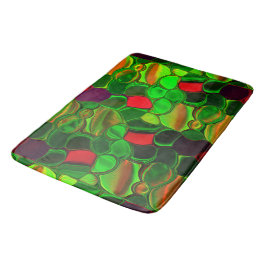 Stukken van kleuren, cirkels en afgeronde vormen badmat