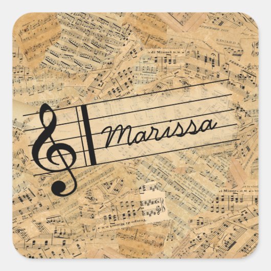 Stukken van  muziek-ID389 Vierkante Sticker (Voorkant)