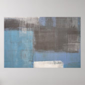 'Stumble' Grey and Blue Abstract Art Poster Print (Voorkant)