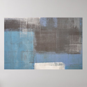 'Stumble' Grey and Blue Abstract Art Poster Print