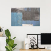 'Stumble' Grey and Blue Abstract Art Poster Print (Thuiskantoor)