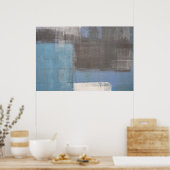 'Stumble' Grey and Blue Abstract Art Poster Print (Keuken)