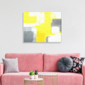 'Stumbled' Grijze en Gele Abstracte Kunst Canvas Afdruk (Insitu (Woonkamer))