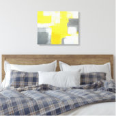 'Stumbled' Grijze en Gele Abstracte Kunst Canvas Afdruk (Insitu (Slaapkamer))