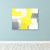 'Stumbled' Grijze en Gele Abstracte Kunst Canvas Afdruk (Insitu (Houten vloer))