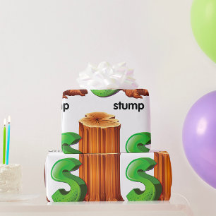 Stump Alfabet Letter S Fun Tree Stump Art Cadeaupapier